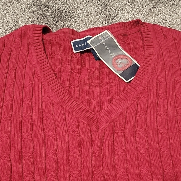 Karen Scott Red V-Neck Sweater for Women in Size XS - Picture 2 of 8